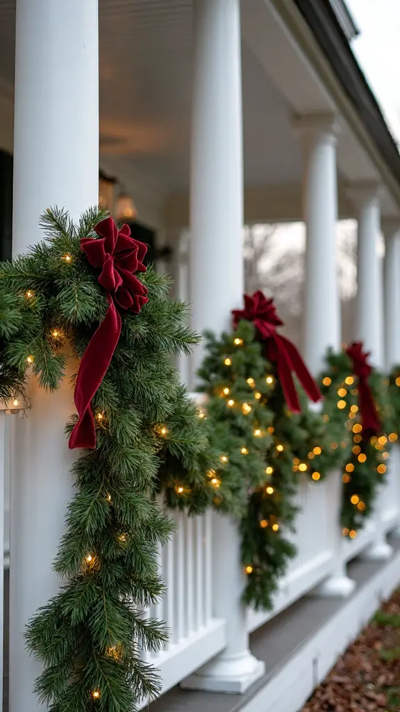 festive evergreen garland winter entrance