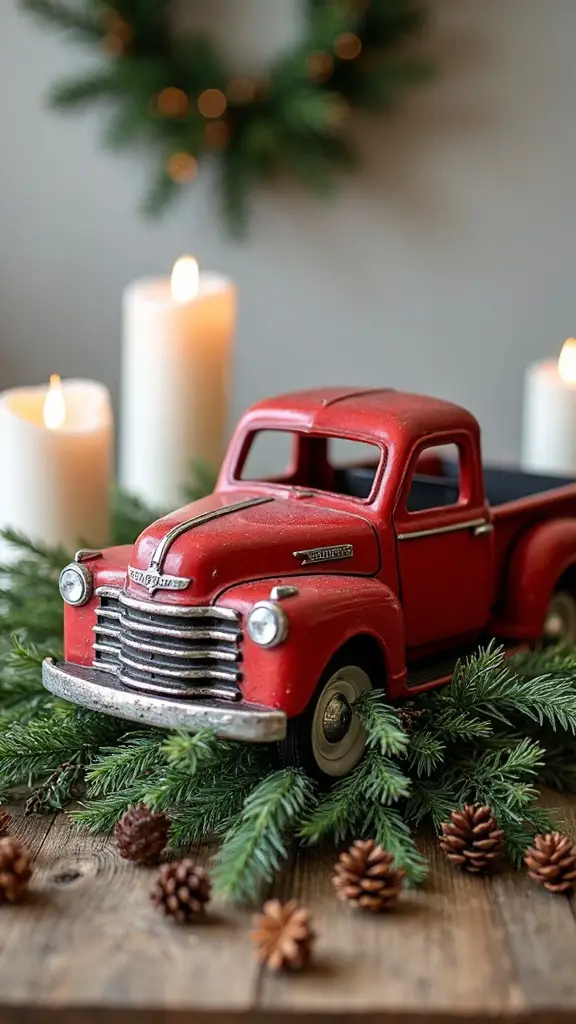 festive farmhouse vintage truck centerpiece