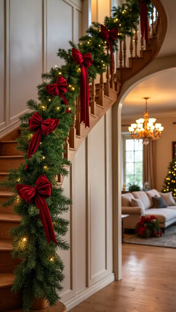 festive garland decorates holiday passages