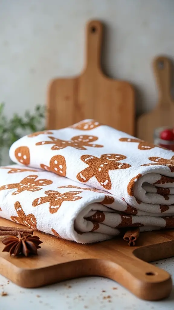 festive gingerbread cookie kitchen towels