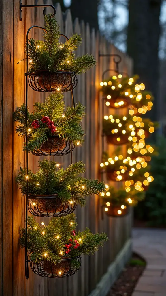 festive hanging basket tree alternative