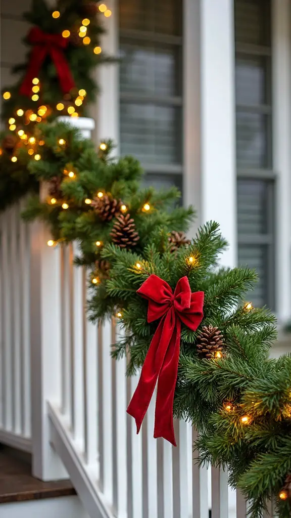 festive layered illuminated holiday railings