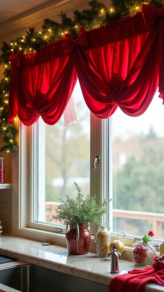 festive luxurious ribbon window decor