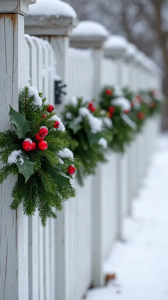 festive natural holiday fence decor