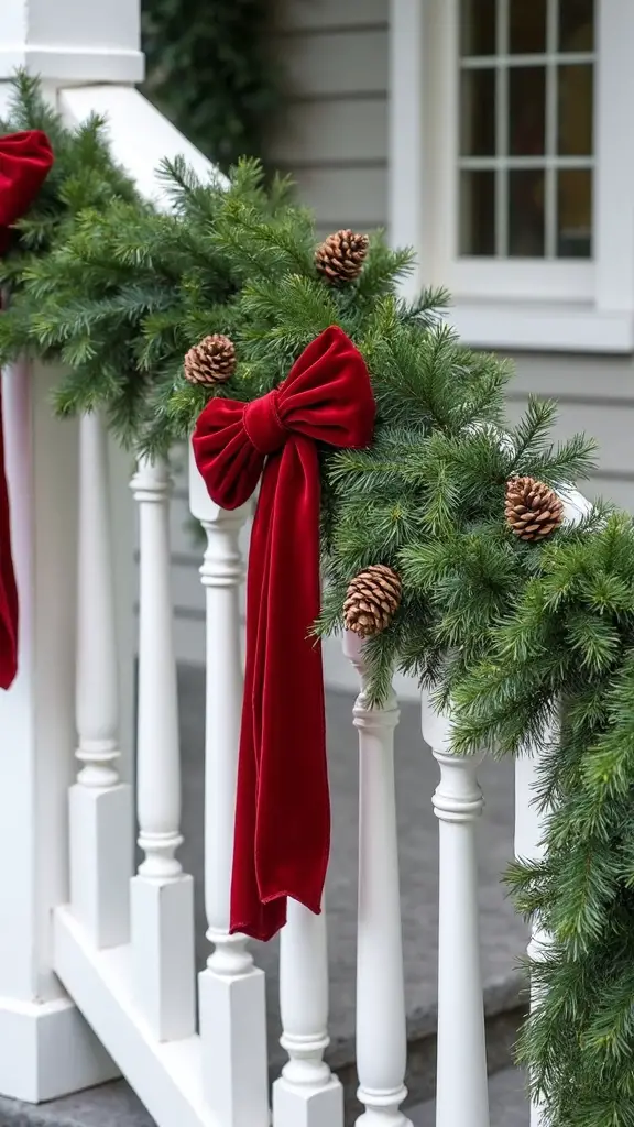 festive natural porch garland decoration