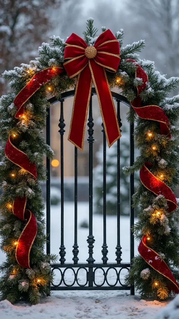 festive outdoor ribbon and bow accents