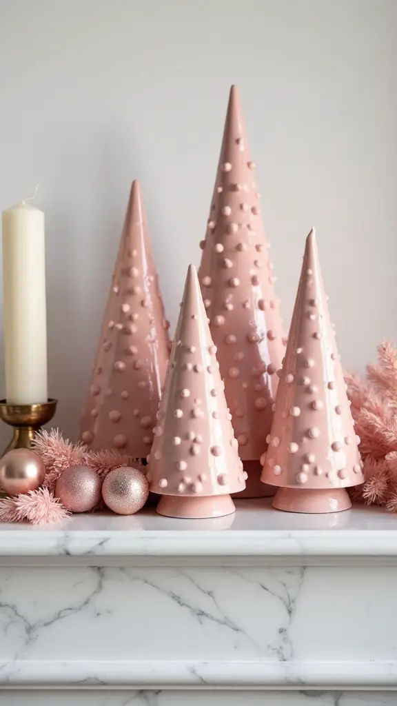 festive pink ceramic christmas decor
