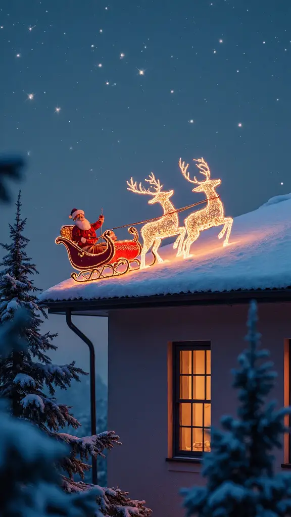 festive rooftop christmas light display