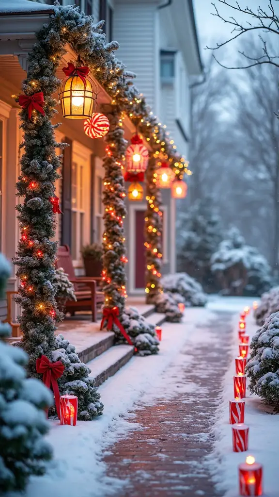 festive whimsical candy cane walkways