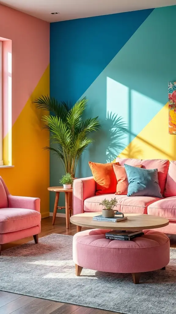 geometric color blocked modernist interior design