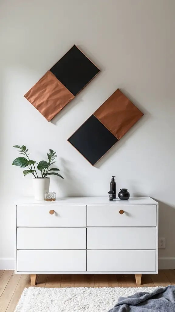 geometric wall sculptures enhance sophistication