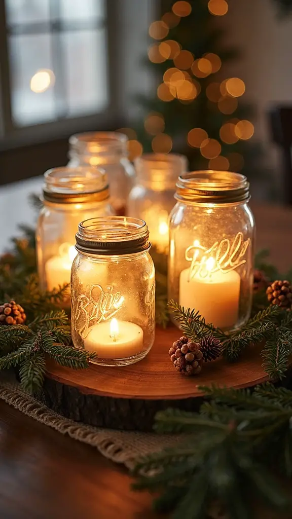 glamorous rustic mason jar luminaries