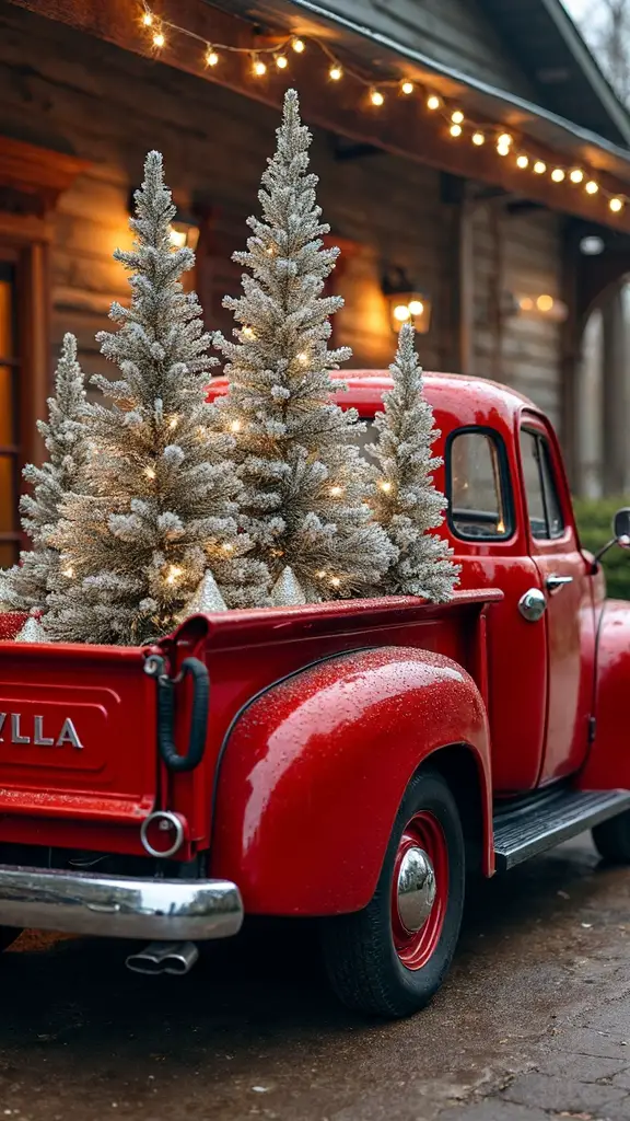 glittering vintage truck christmas decor