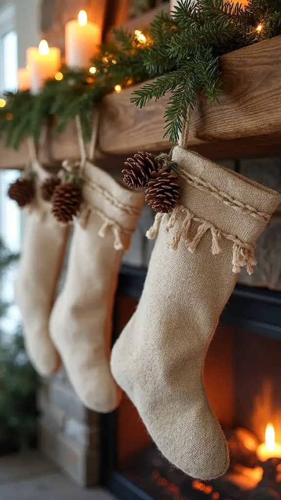 handcrafted natural fiber christmas stockings