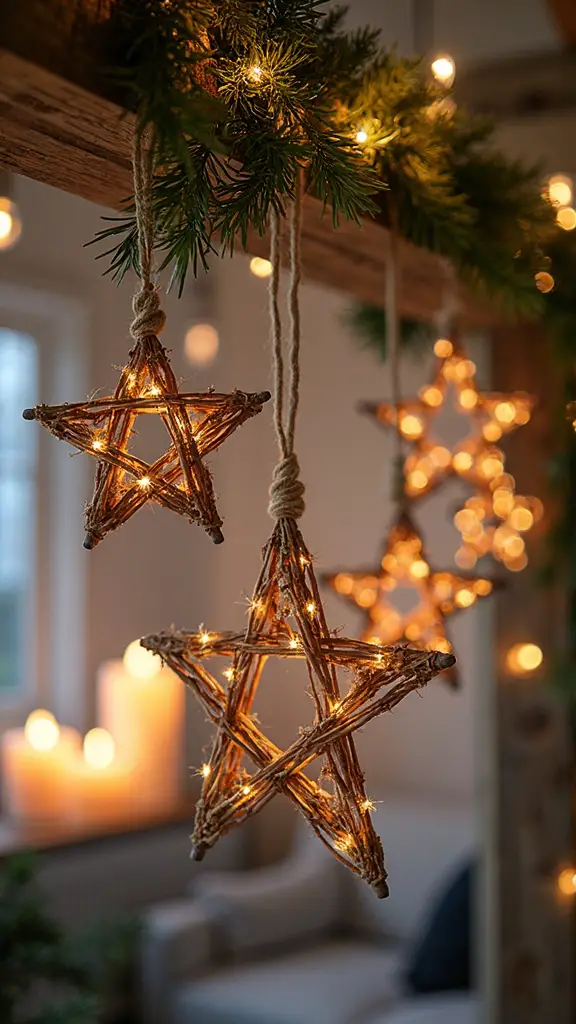 handcrafted rustic twig star ornaments
