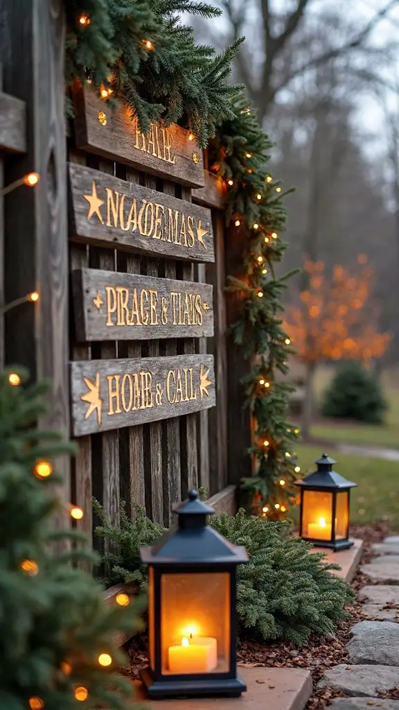 handcrafted rustic wooden holiday signage