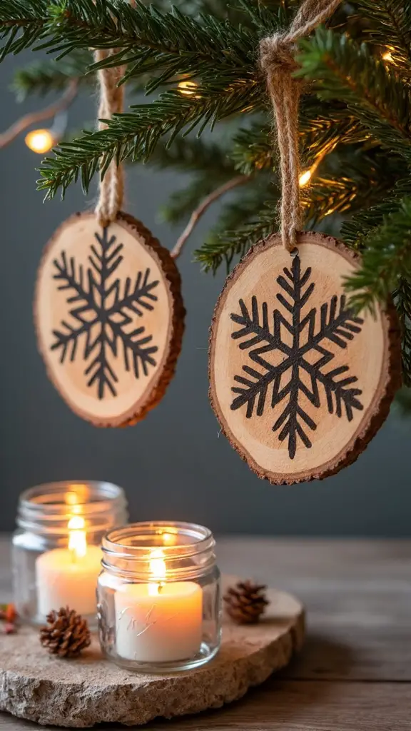 handmade rustic wood slice ornaments