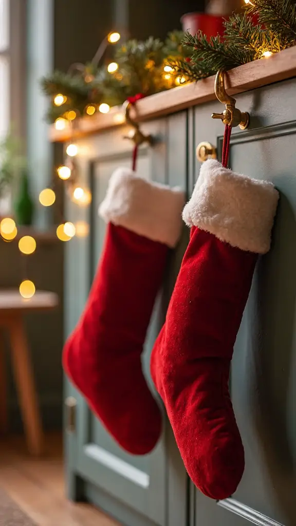 hang stockings from cabinet handles