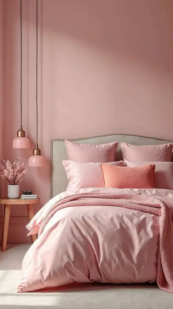 harmonious monochromatic pink bedroom sanctuary
