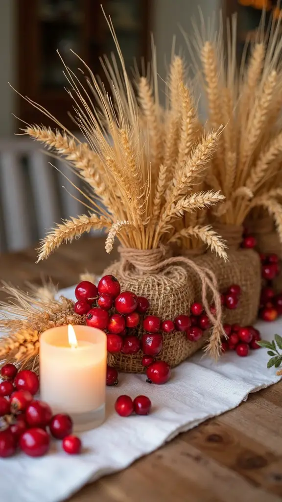 harvest inspired farmhouse elegance with red berries