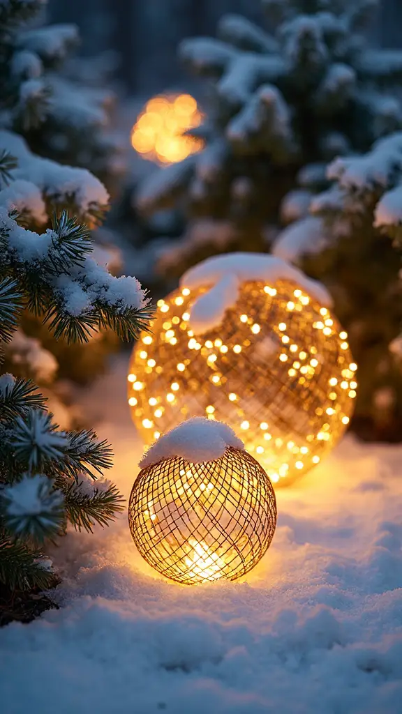 illuminated chicken wire holiday spheres