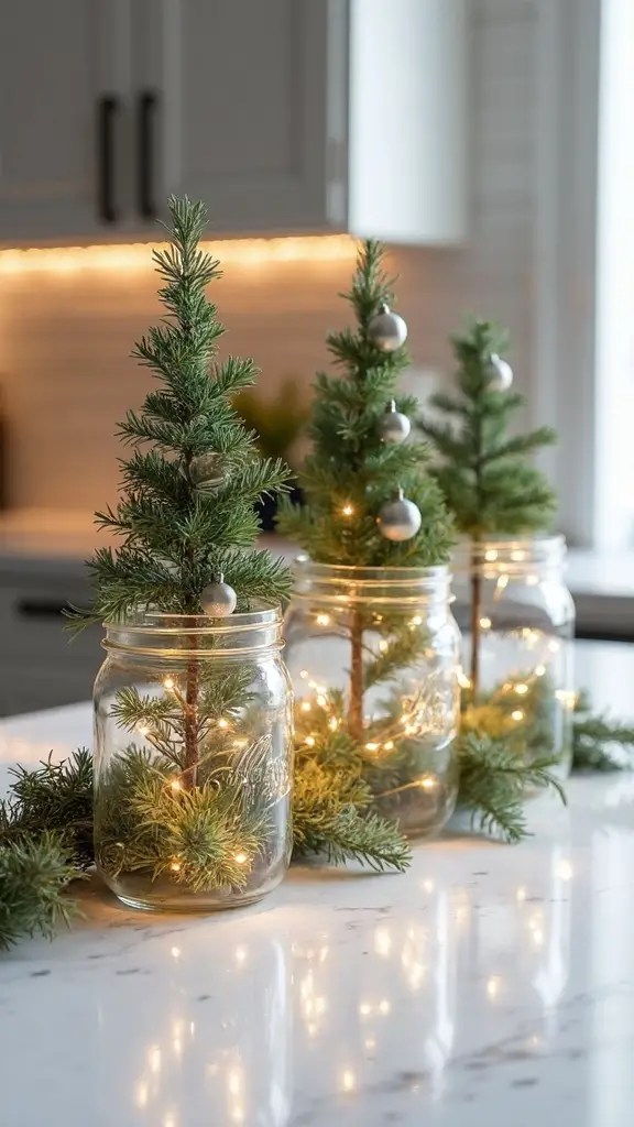 illuminated mason jar christmas trees