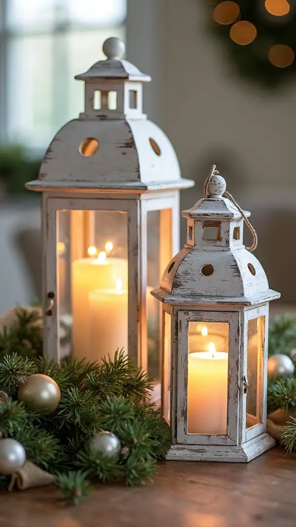 inviting farmhouse christmas lantern lighting