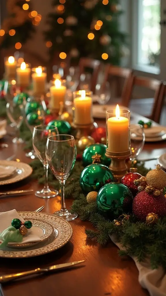 jewel toned ornament table decor
