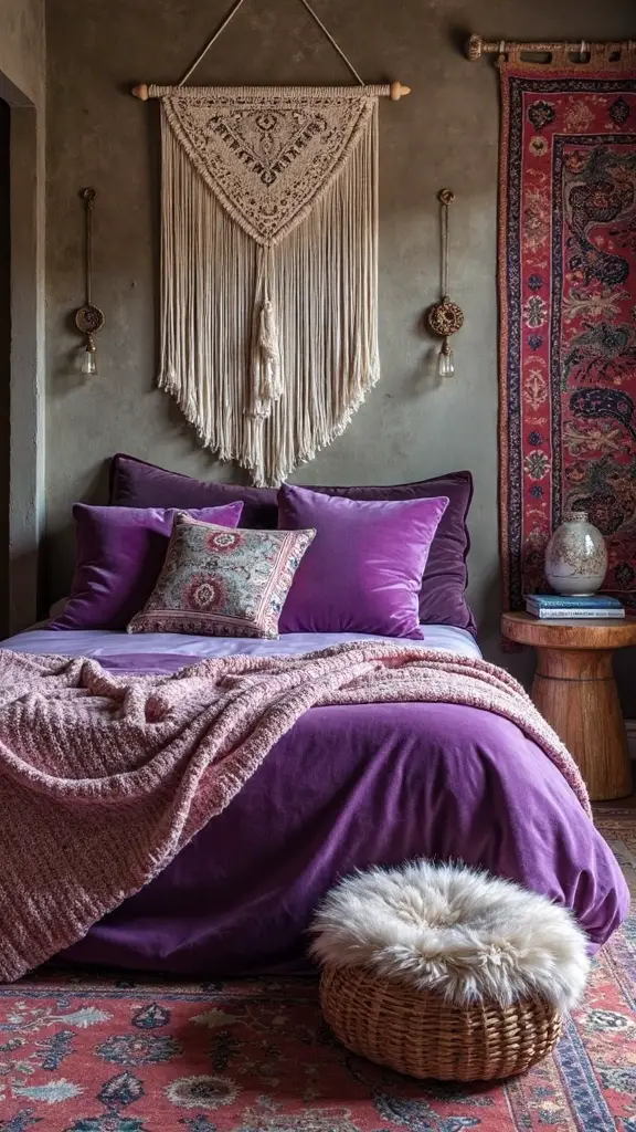 layered bohemian purple textural patterns