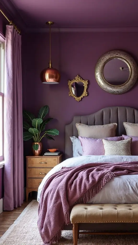layered metallic boho bedroom design