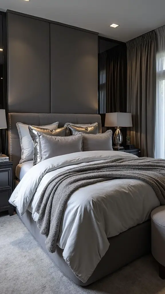 layered monochromatic bedroom design