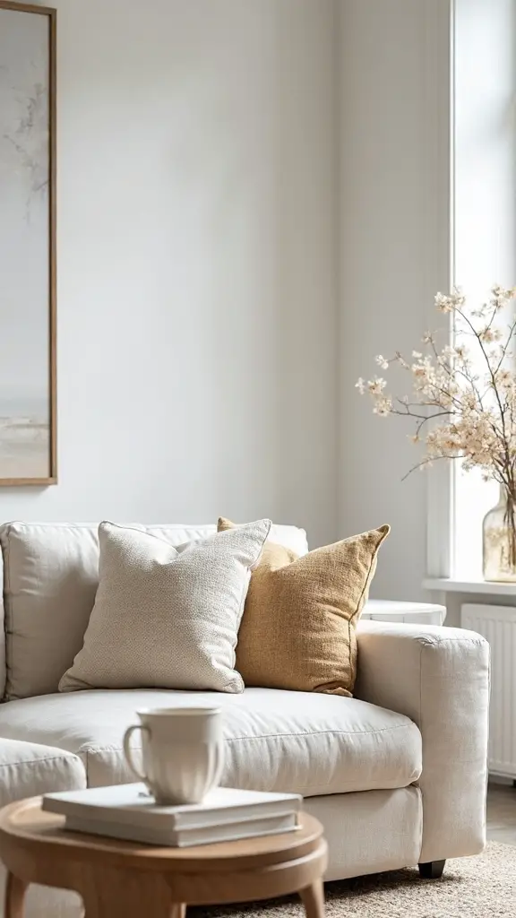 layered neutral throw pillow warmth