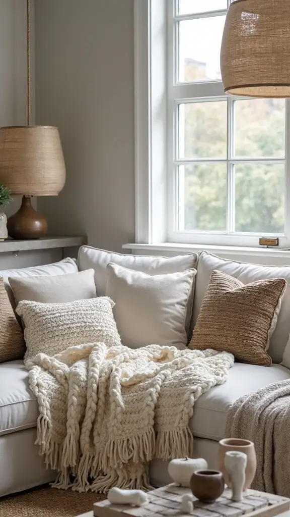 layered textural living room accents