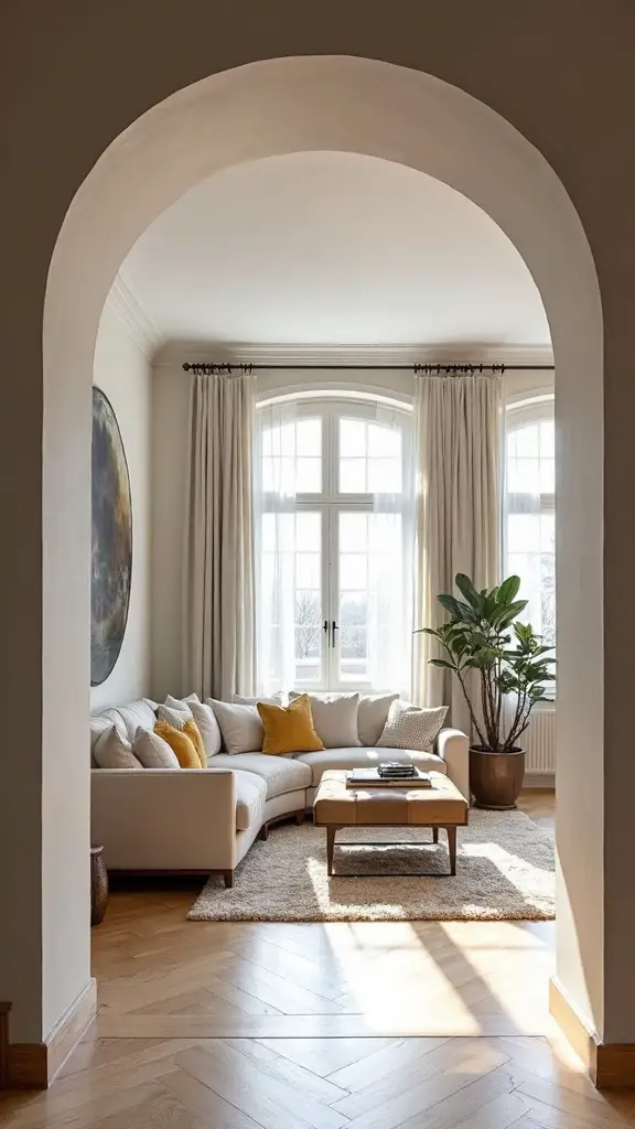 living room archway framing ideas