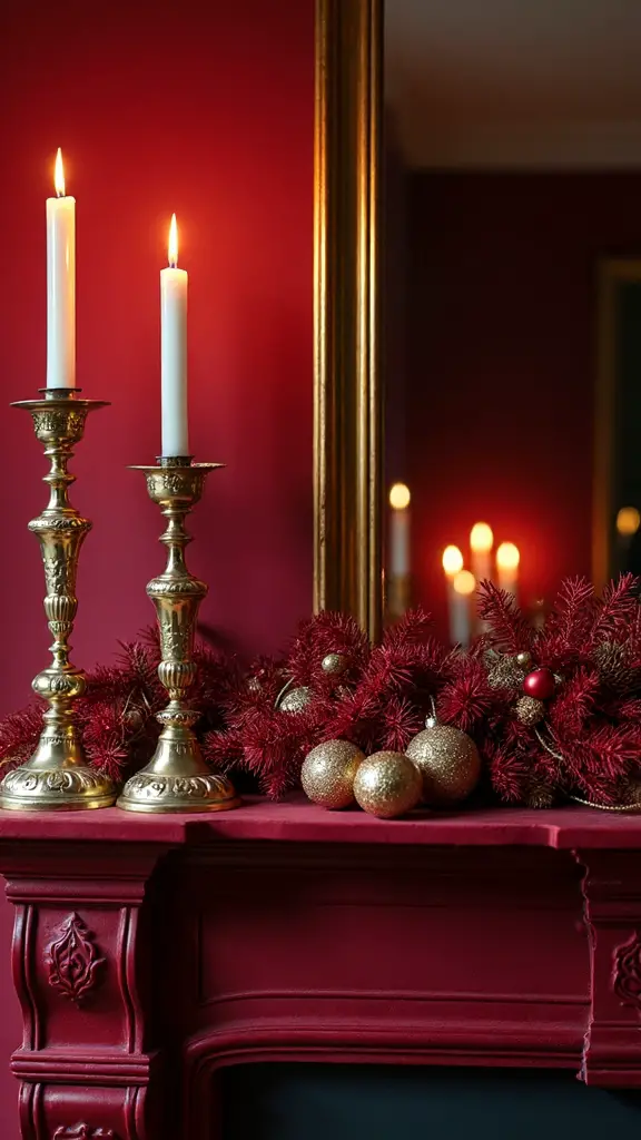luxurious burgundy brass holiday display