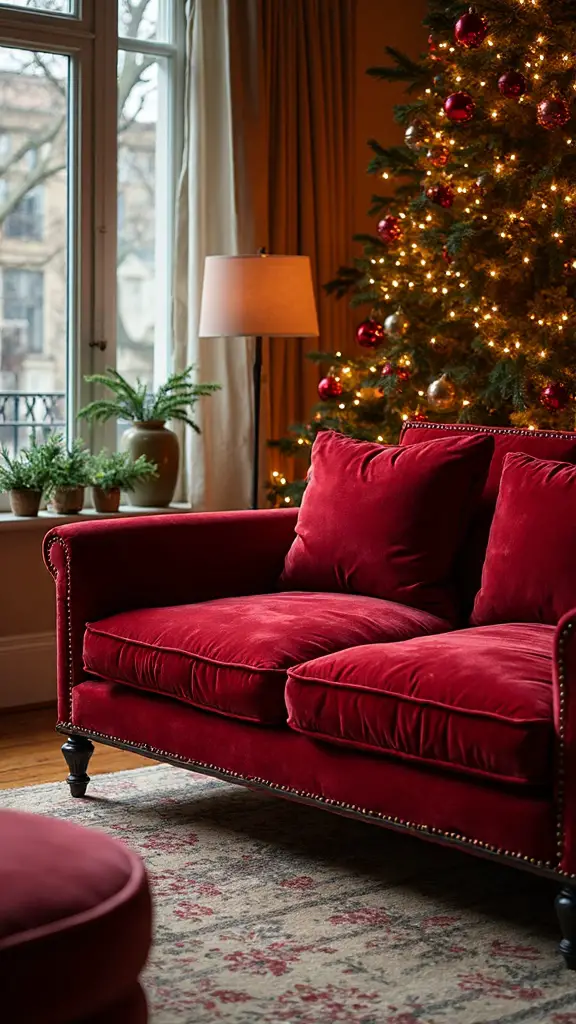 luxurious crimson velvet holiday centerpiece