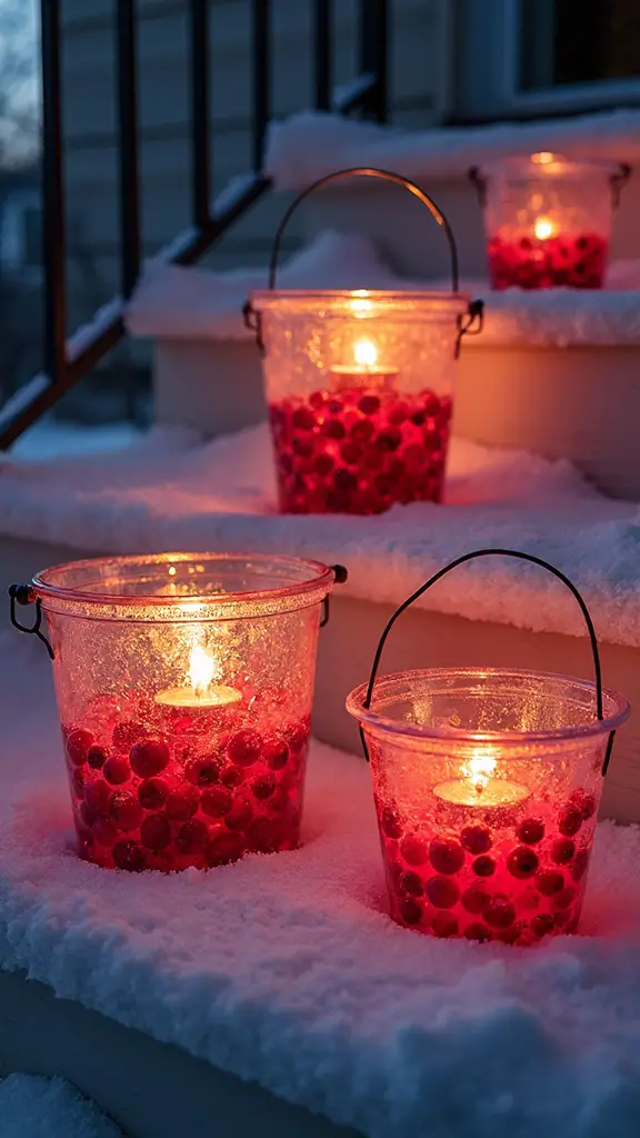 magical cranberry filled ice luminaries
