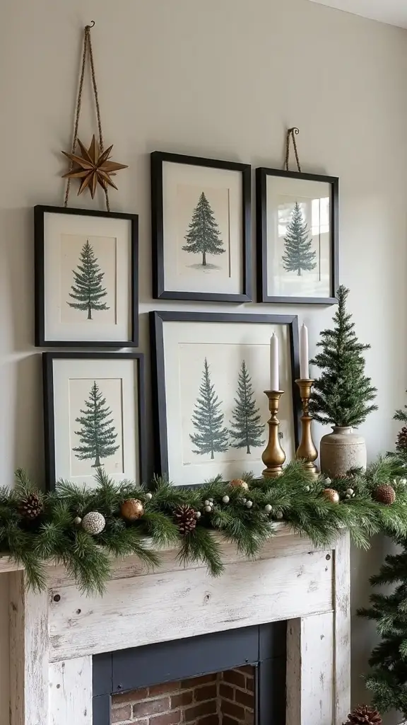 matte black frames vintage christmas prints