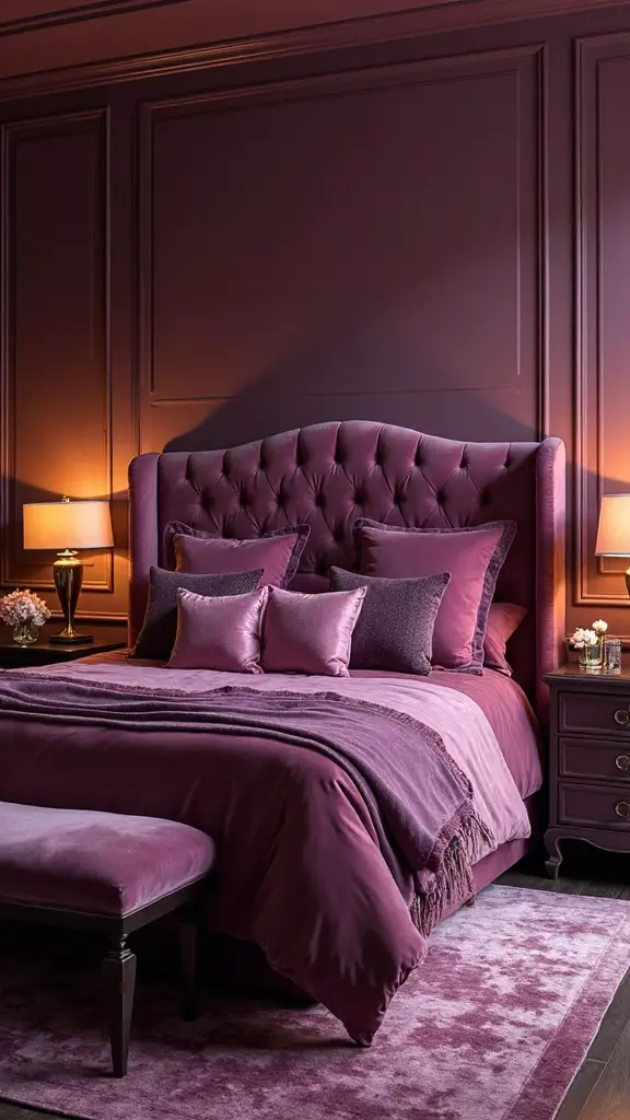 mauve creates calming bedroom atmosphere