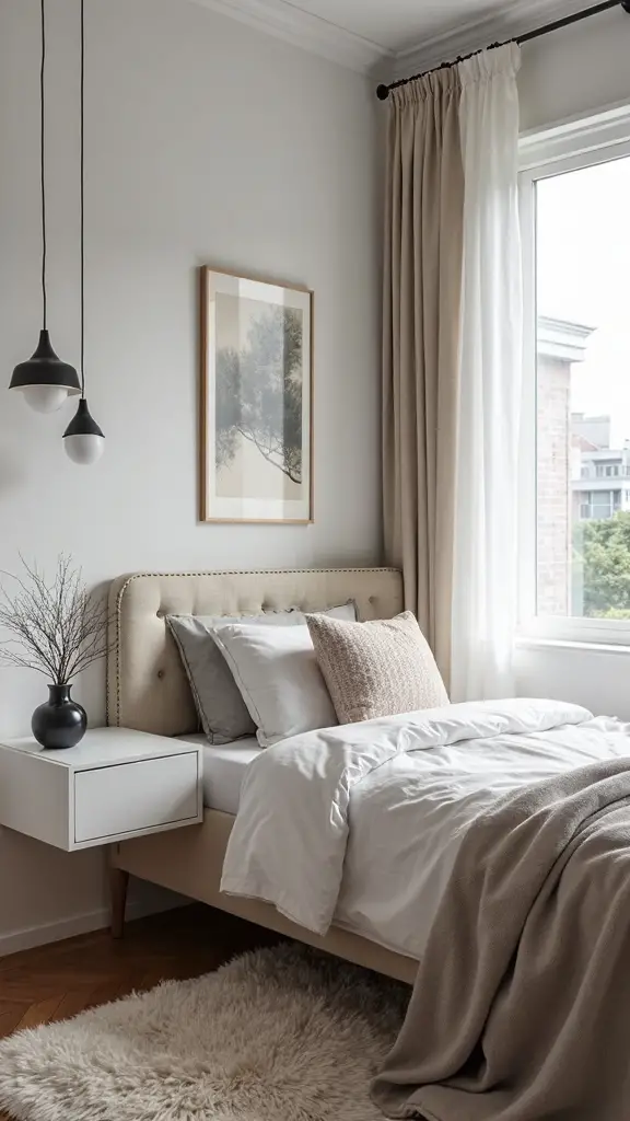 maximize space with floating nightstands