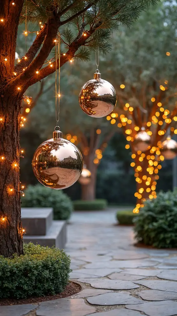metallic ornament trees eye catching patio accents