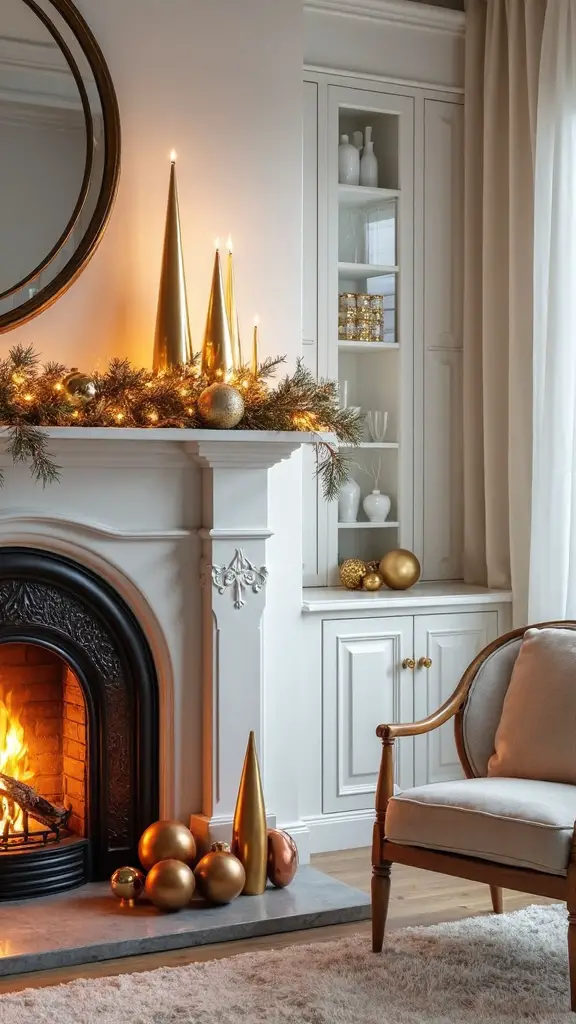 metallic ornate clustered sophisticated holiday decor
