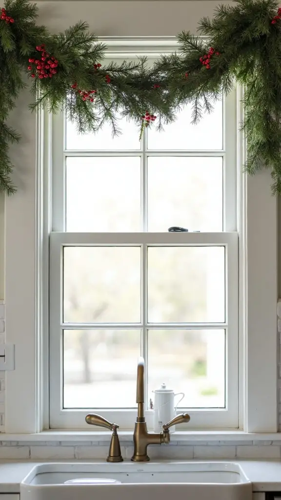 mini garlands frame kitchen windows