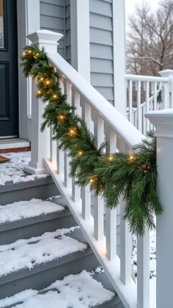 minimalist flowing garland enhances porch aesthetics