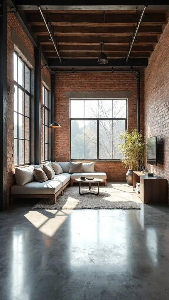 minimalist industrial concrete floor sanctuary