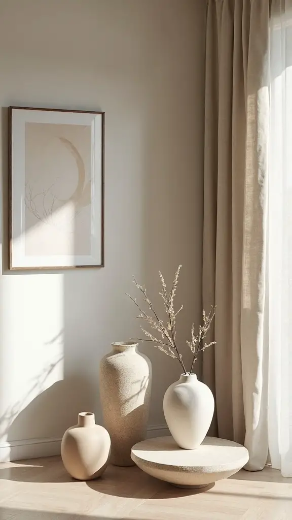 minimalist living room curated art meaningful accessories