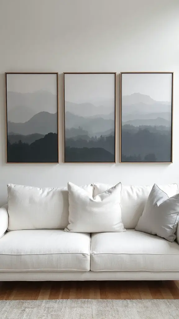 minimalist monochromatic art gallery arrangement