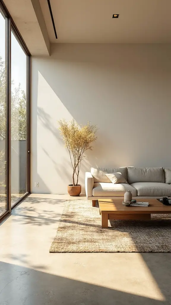 minimalist natural lit spacious living rooms