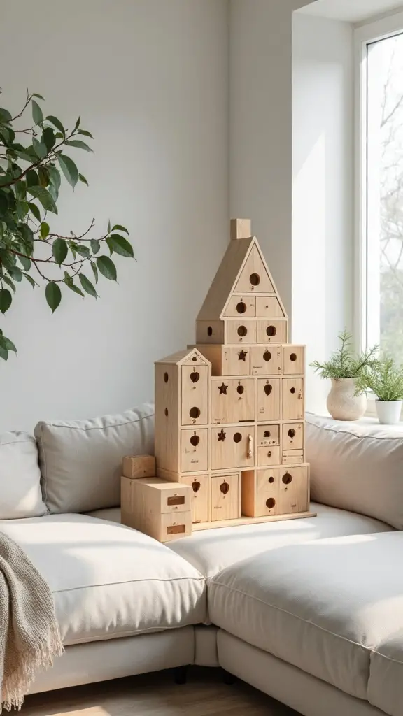minimalist wooden advent calendar focal point