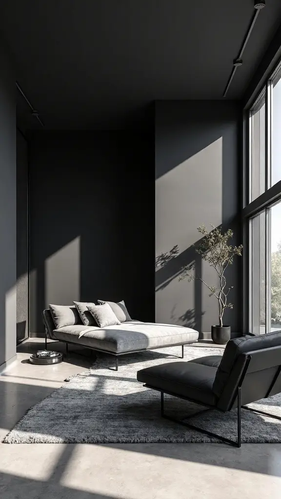 modern minimalist monochrome living